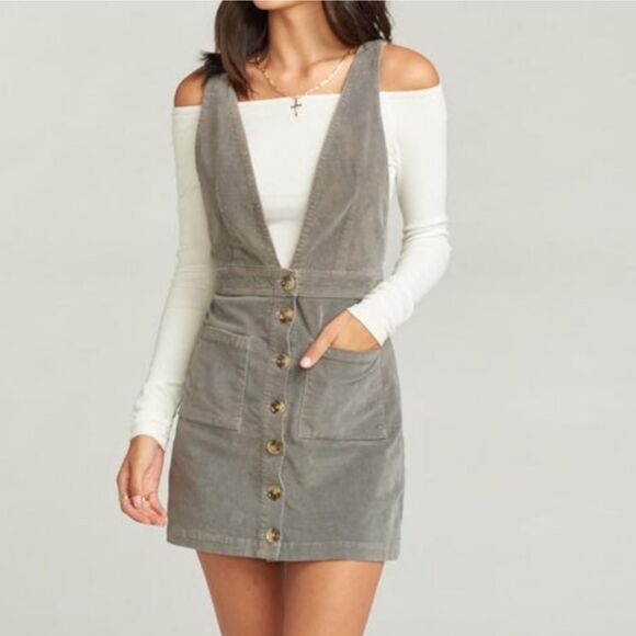 Show Me Your Mumu Connelly Corduroy Overall Mini Dress Dark Academia Preppy S - Picture 6 of 7